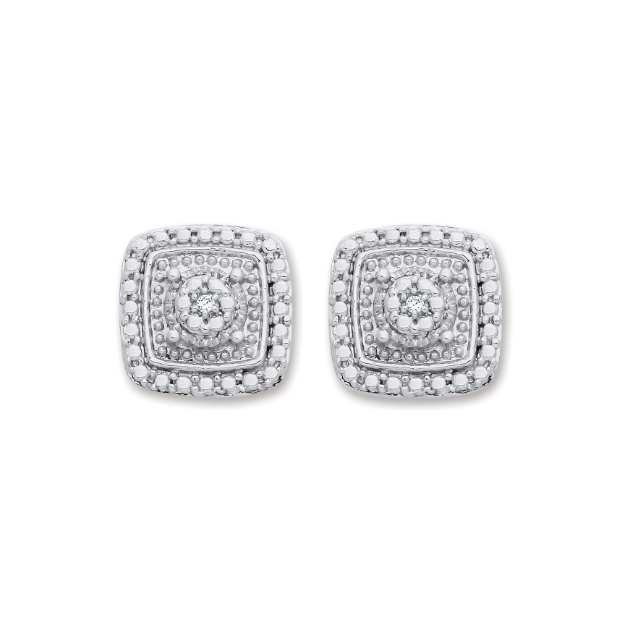 Picture of Silver Diamond Set Stud Earrings