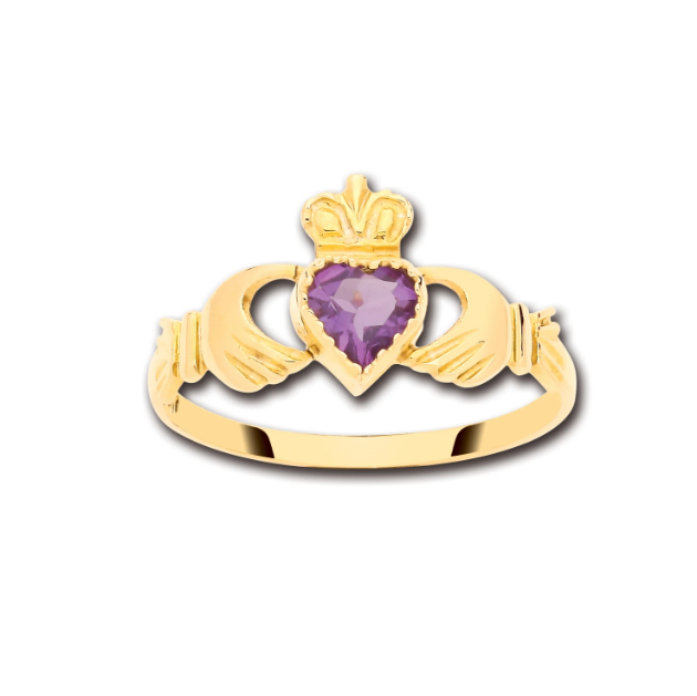 Picture of 9ct Gold Birthstone Claddagh Ring