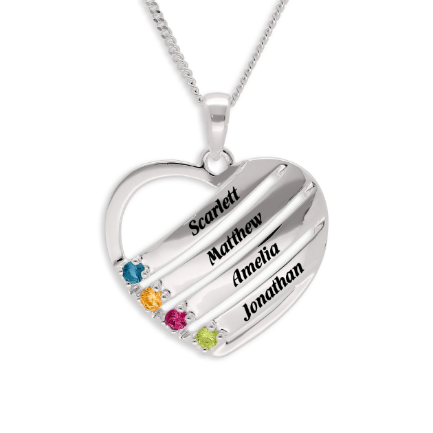 Picture of Silver Heart 4 Names Pendant