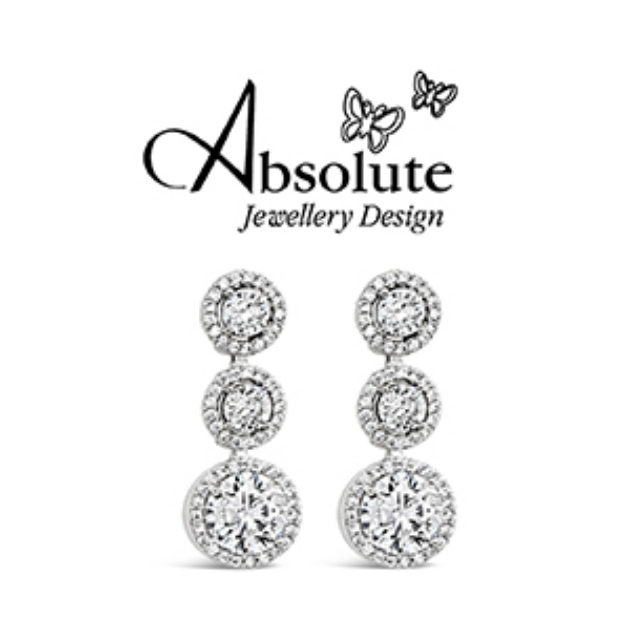 Picture of Absolute White Triple Crystal Earrings