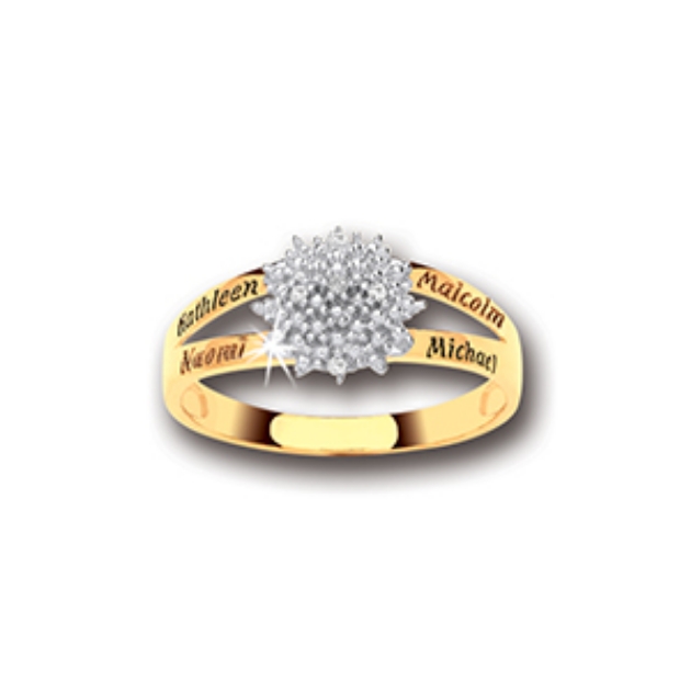 Picture of 9ct Gold 10pts Diamond 4 Names Ring