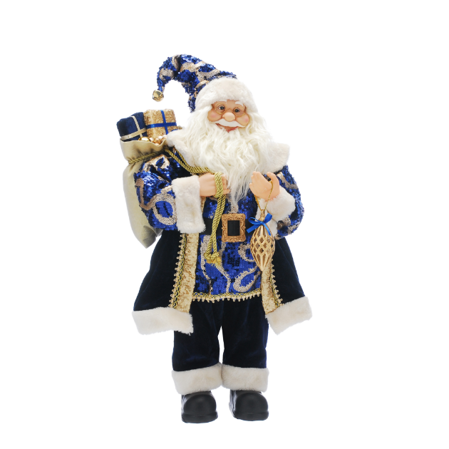 Picture of 60cm Standing Navy/Gold Santa