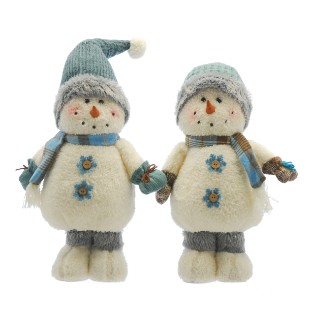 Picture of Pair of Snowmen with Tartan Scarves