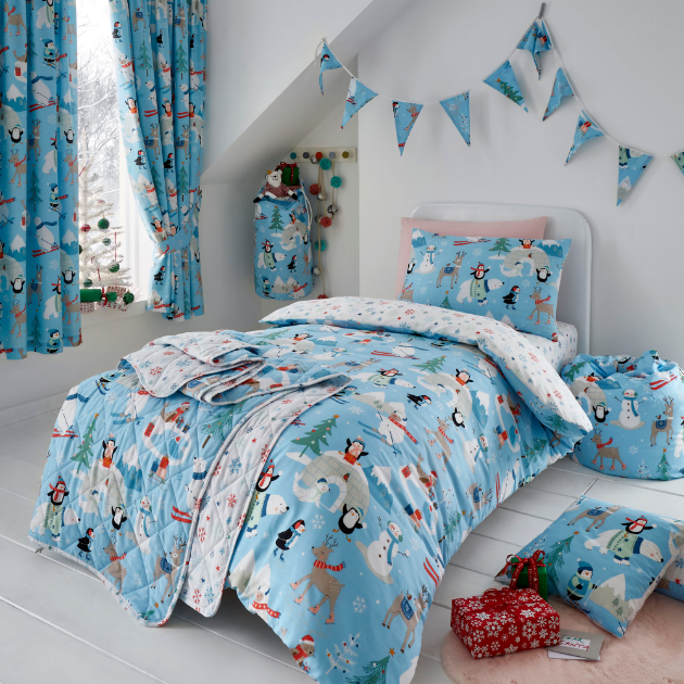 Picture of Snow friends Blue Single Duvet Set