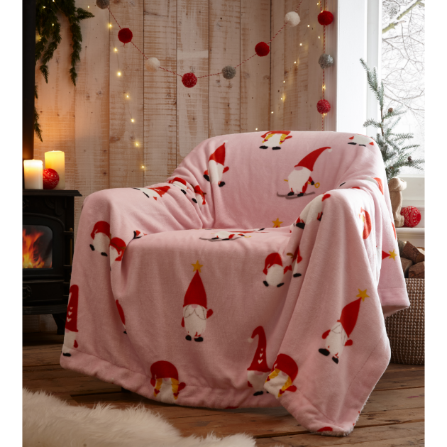 Picture of Christmas Gonk Fleece Throw - Pink