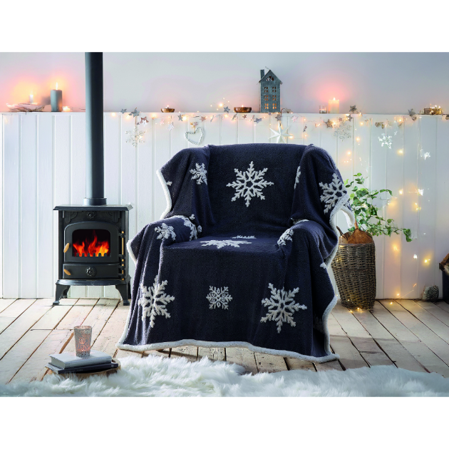 Picture of Snowflake Fleece Throw -  Charcoal