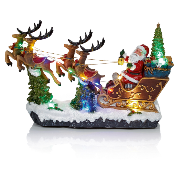 Picture of 34.5cm Lit Musical Santa Sleigh