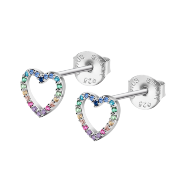 Picture of Lotus  Multicolour CZ Heart Earrings