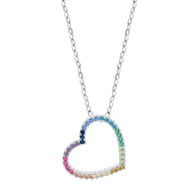 Picture of Lotus Multicolour CZ Heart Necklet