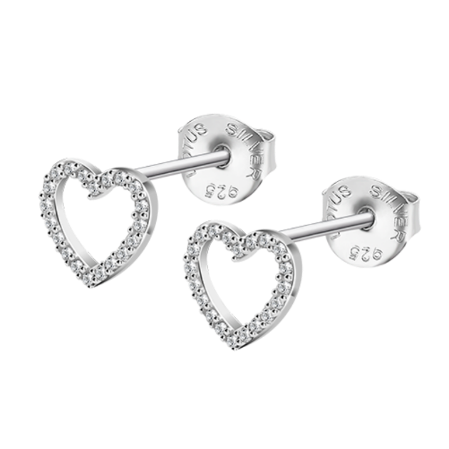 Picture of Lotus CZ Heart Earrings