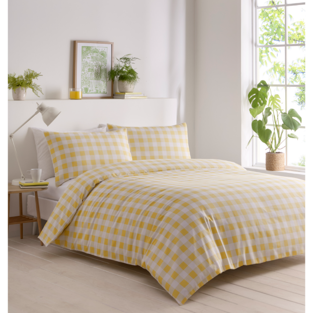 Picture of Gingham Lemon Single Duvet Set