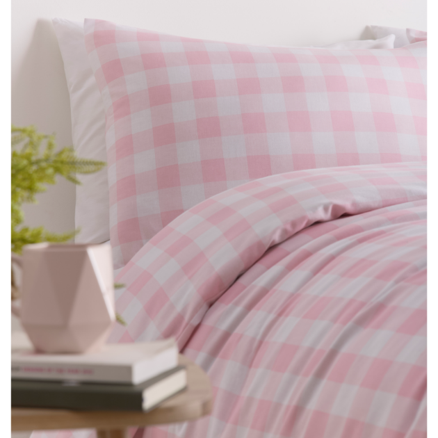 Picture of Gingham Pink Single Duvet Set