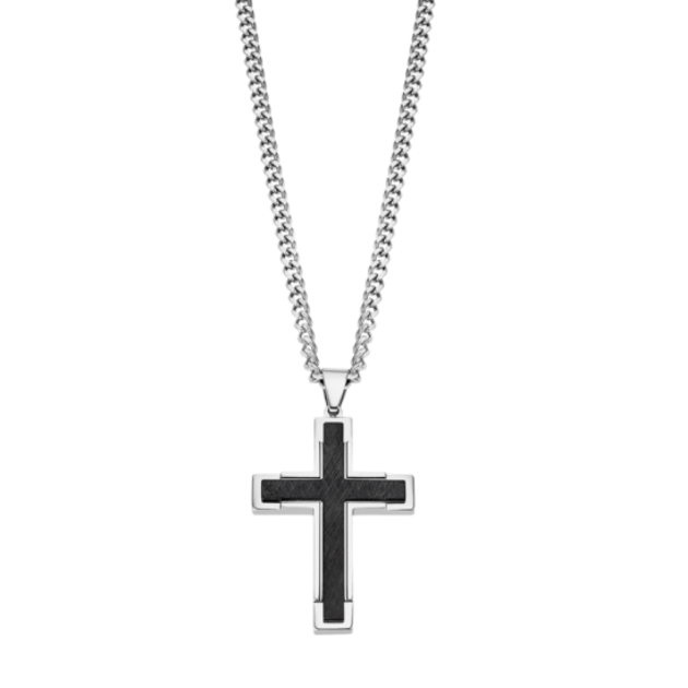 Picture of Lotus Steel Cross with Black Inlay