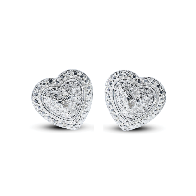 Picture of Silver Heart Diamond Stud Earring