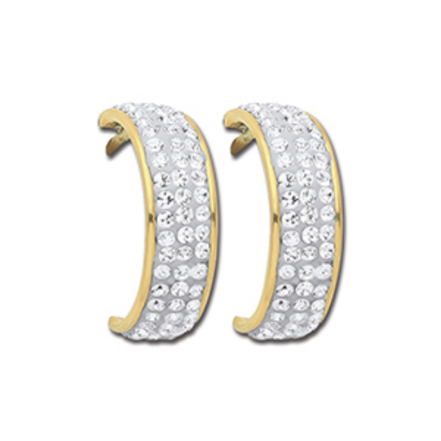 Picture of 9ct Gold Crystal Half Hoop Earrings