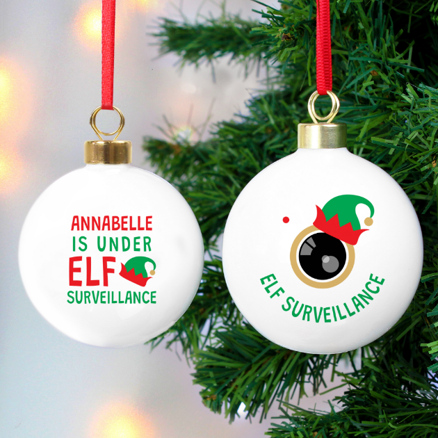 Picture of Personalised Elf Surveillance Bauble