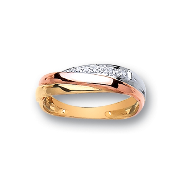 Picture of 9ct 3 Colour Gold Russian Diamond Ring