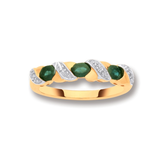 Picture of 9ct Gold Emerald and Diamond Ring