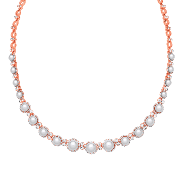 Picture of Cristallo Rose Crystal,Sim Pearl Necklet