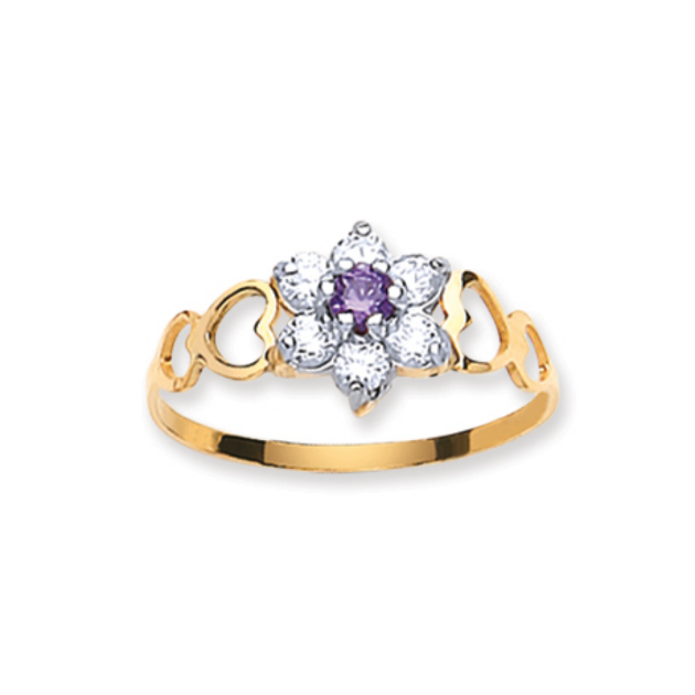 Picture of 9ct Gold Birthstone, CZ Cluster Ring